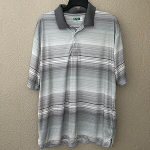 Men’s Ben Hogan Golf Polo Style, White/Gray Stripes, XL